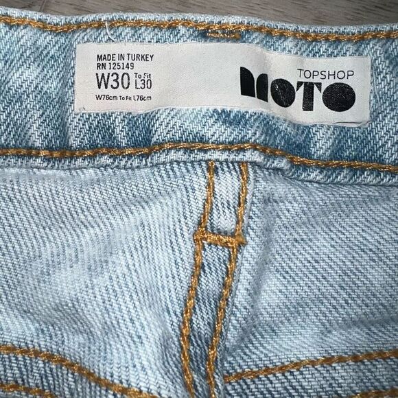 Topshop MOTO Distressed Bleach Wash Raw Cut Frayed Hem Cuff Women’s W30” x L30” - Picture 12 of 14